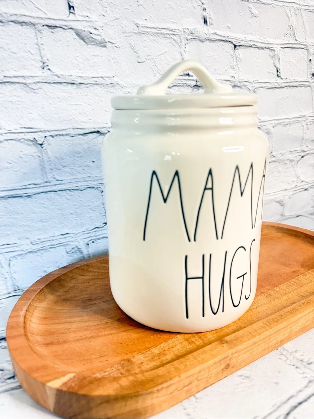 Rae Dunn Cream Ceramic Canister - 'MAMA'S HUGS'